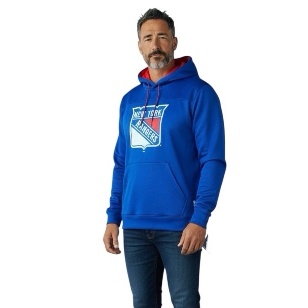 NEW Men's Fanatics Blue New York Rangers Defender Pullover Hoodie Men’s Size XL